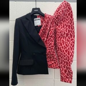 ISO Moschino Black and Pink Blazer with Bold Pattern